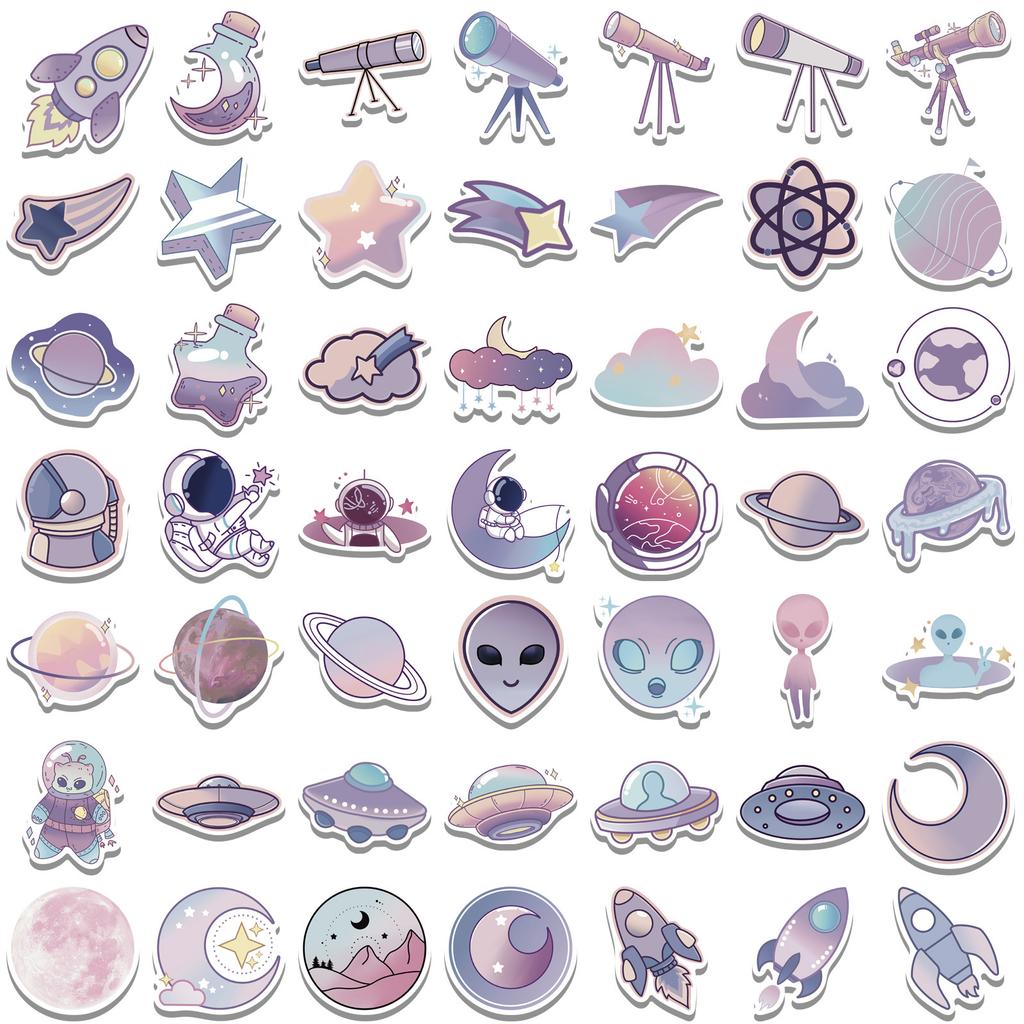 100 Cartoon Purple Planet Graffiti Stickers Suitcase DIY Waterproof Stickers