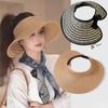 Trendy UV-Resistant Visor Straw Visor Hat Empty Top UV Protection Foldable Visor Hat Wide Brim Visor Spring Summer