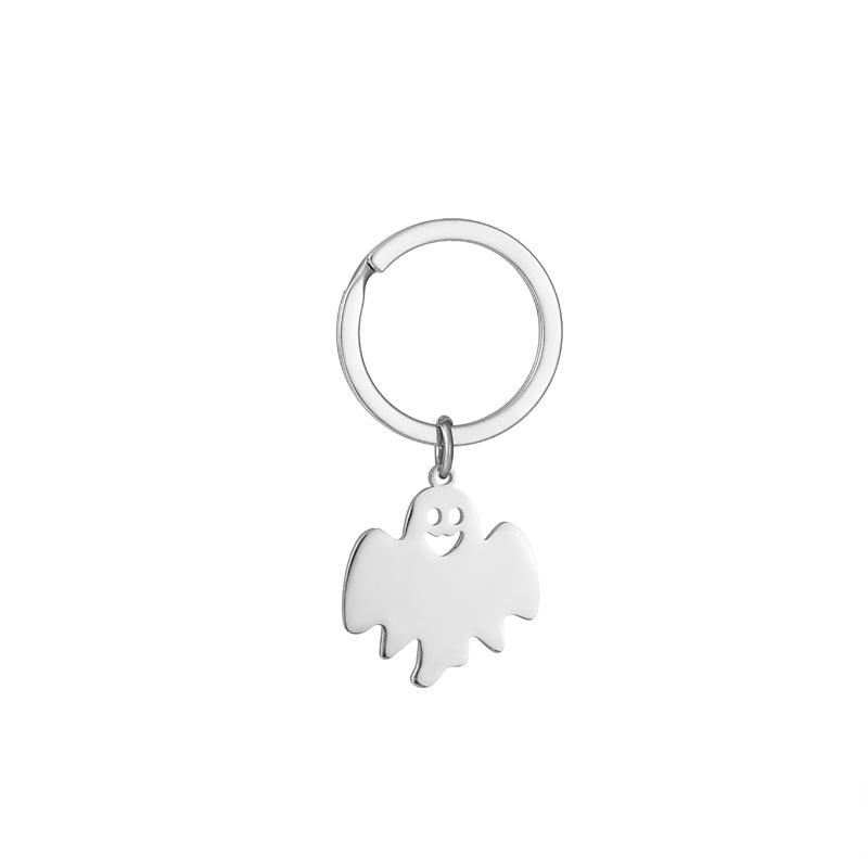 Cute Ghost Stainless Steel Keychain Cartoon Halloween Style Fashion Best Friend Pendant Practical Student Gift