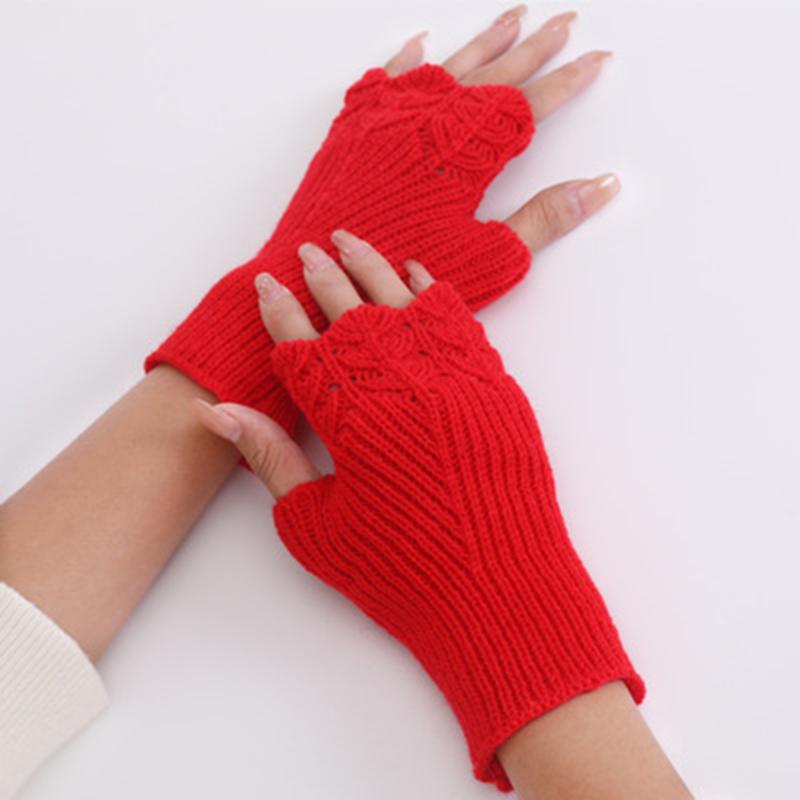 Women Knitted Warm Half Gloves Autumn Winter Fingerless Gloves Arm Sleeve Girls Fashion Casual Accessories Mittens
