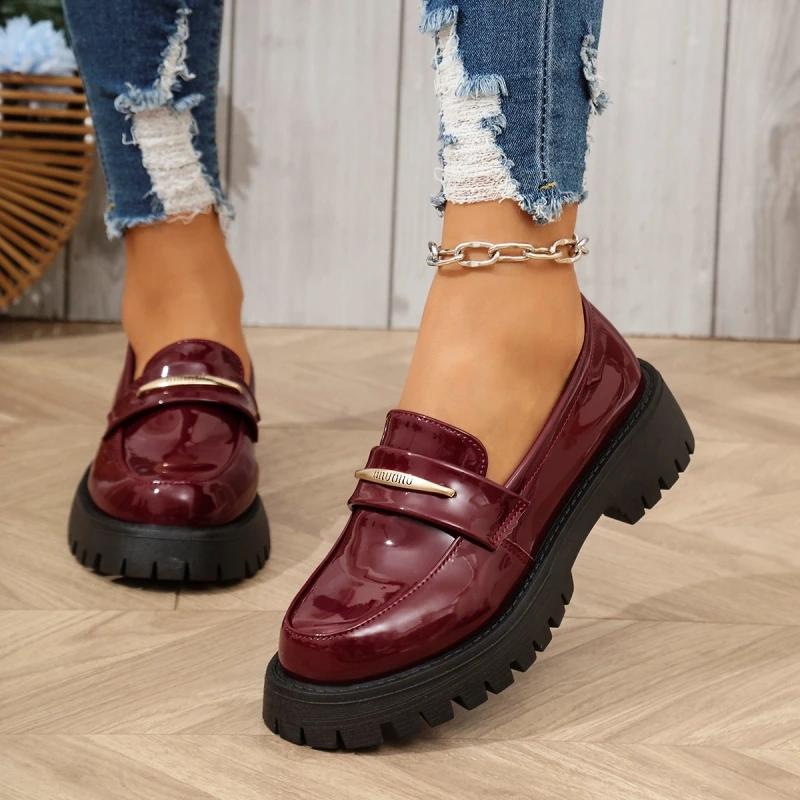Fashion Fashionable comfortable Glossy Fashion Shoes Spring autumn New Sexy Thick Heel Increased Thick Sole Solid Color Shoes for Women