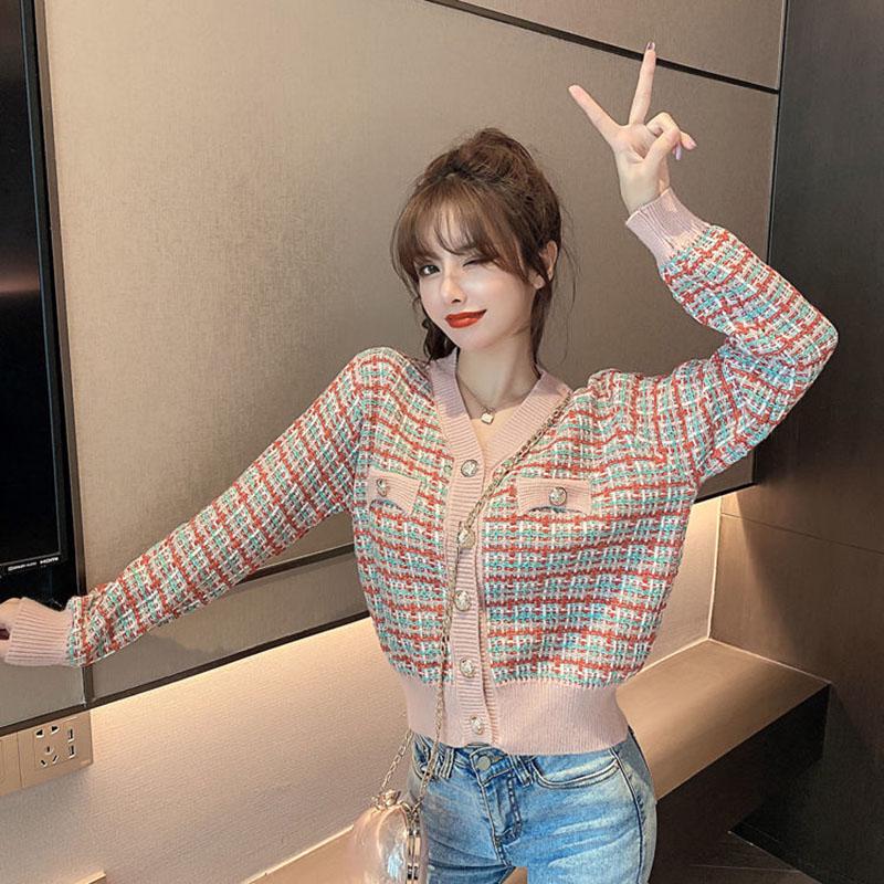 Autumn Knitted Sweater Fashion Casual Loose Jacket Long Sleeve Short Young Women Top