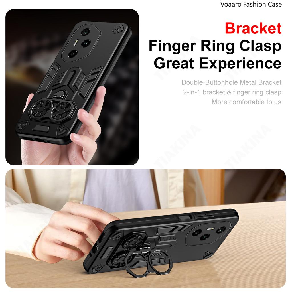 Dual Finger Ring Armor Cover for Honor 300 Pro Case for Honor 300 Ultra Rotate Metal Bracket Kickstand Holder Case Phone Capa