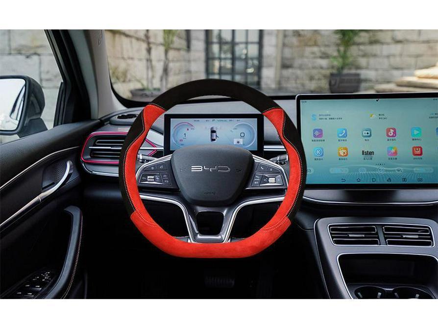 BYD Plush Steering Wheel Cover for Seagull, Yuan, Qin Plus, Dolphin, Han, e2, Song Plus - Winter Warmth
