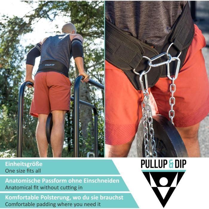 Weightlifting Belt - Pullup & Dip - Dip Belt - Neoprene - 3 Carabiners - 100 Cm Chain