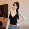 #Summer new casual style V-neck lace dispensing splicing ice silk vest female slim fixing belt chest pad