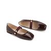 Platta skor i konstläder för kvinnor Bekväma spännen Fyrkantig tå Slip-on platta skor Mjuka Arbetsklänningsskor Retro Mary Jane-skor Damernas avslappnade balettplatta skor