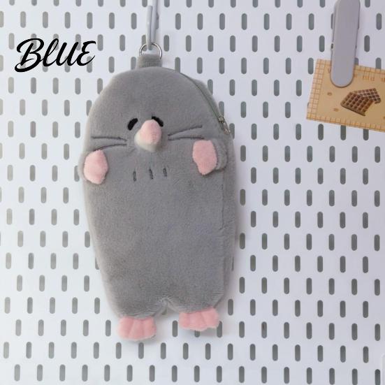 Cute Animal Stationery Pouch Cartoon Mole Pencil Case Plush Large Capacity Pen Pouch
