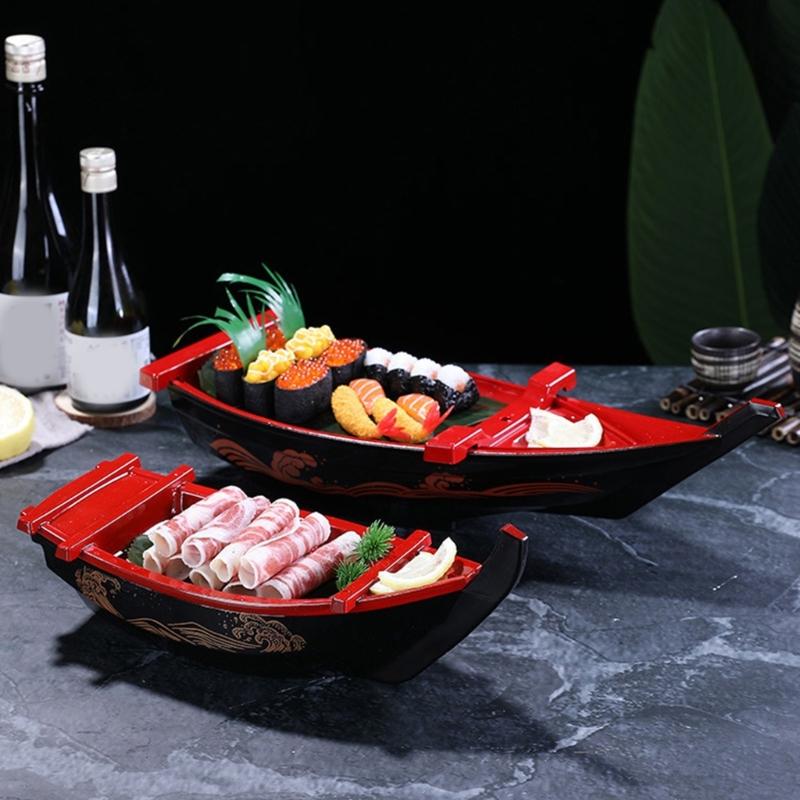 Sushi Serving Ship Plate Elegant Tableware Sashimi Serving Plate Plastic Texture Suitable for Sashimi and Appetizers