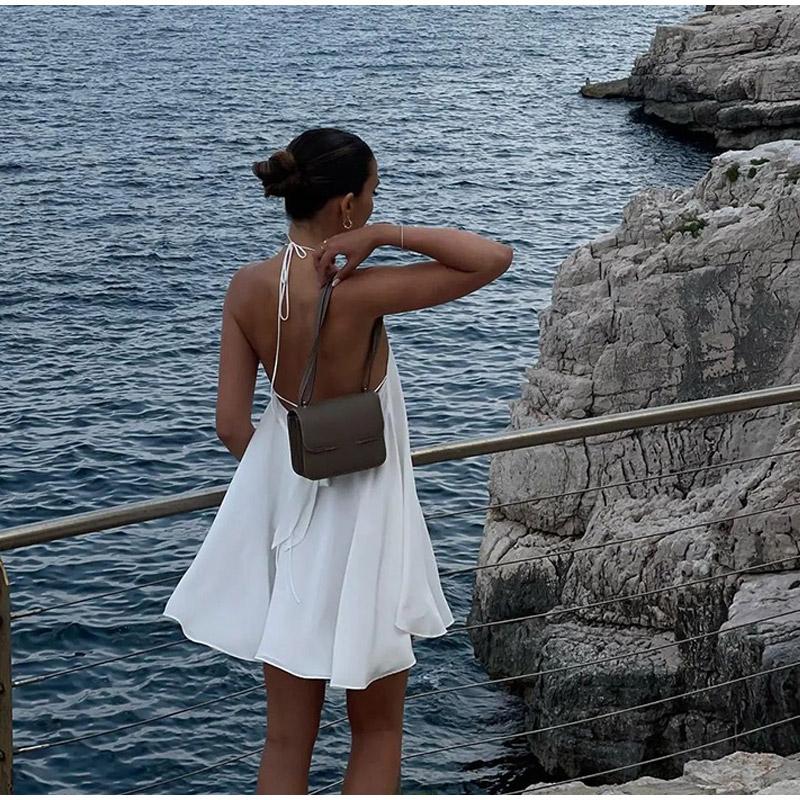 LYRIA Sexy Party Off Shoulder Dresses Women's Elegant Sleeveless Hollow Out Beach Dress Backless High Street Lady Summer Vestidos