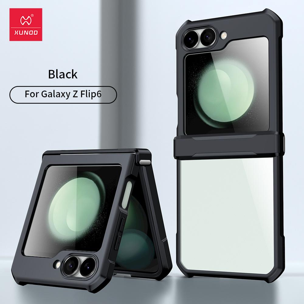 

XUNDD For Samsung Galaxy Z Flip 3 4 5 6 Case Luxury Casing Airbag Shockproof Bumper Protective Cases Transparent Phone Cover For Samsung Galaxy Z Flip 6 чорний