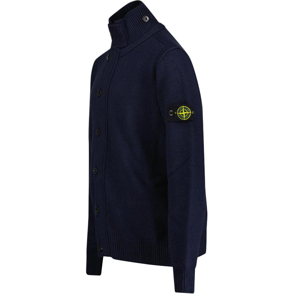 Stone Island Sweater Logo Patch Button Fitted Long Sleeve Knit Kids sweaters Black 7916503Z1-V0029