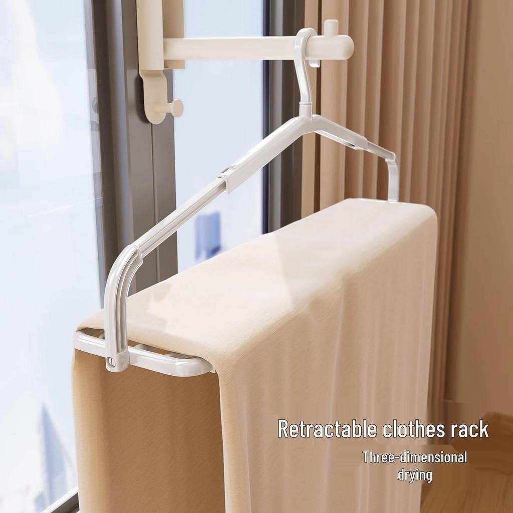 Telescopic Non-slip Clothes Rack: Windproof, Ideal for Hanging Towels, Bed Sheets, and Duvet Covers.