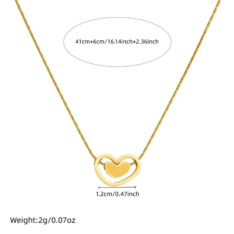 Gold Plated Stainless Steel Hollow Heart Pendant Necklace for Women