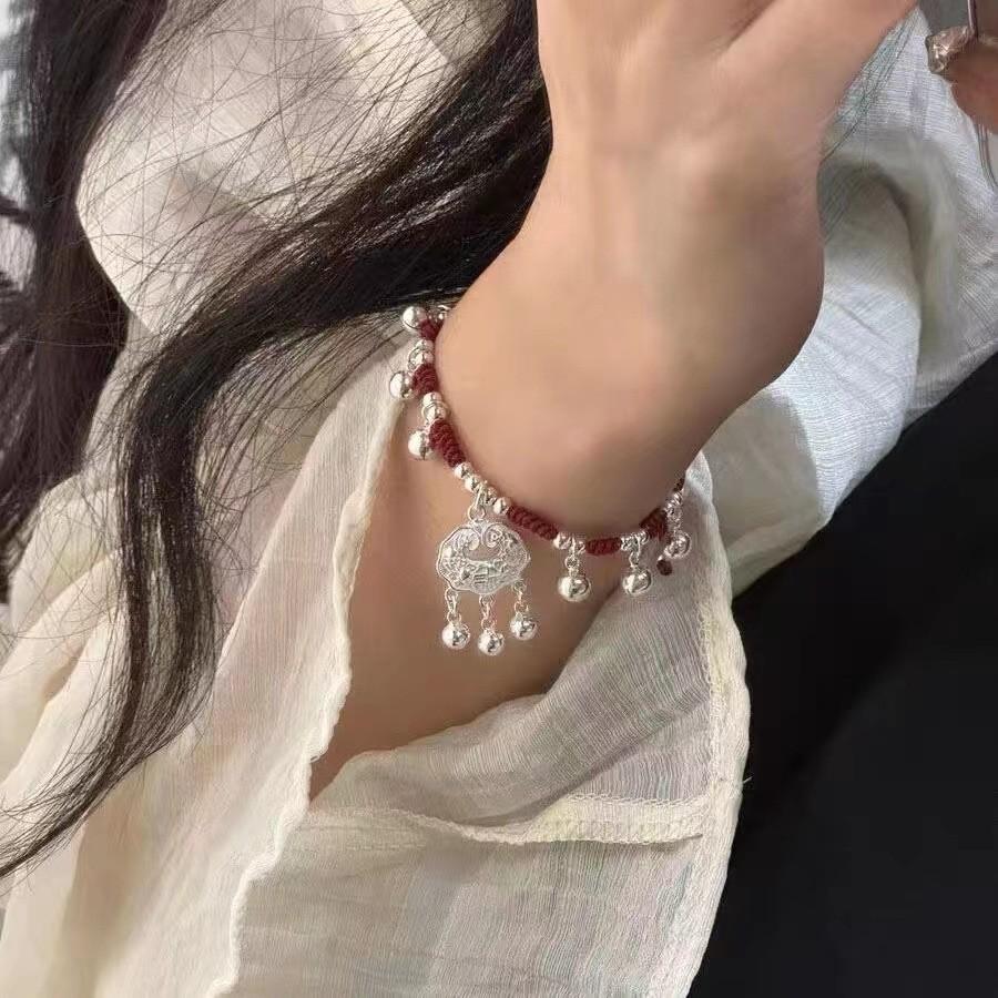 Rope Red Luxury Bracelet With Peace Lock And Bells For Men Women And