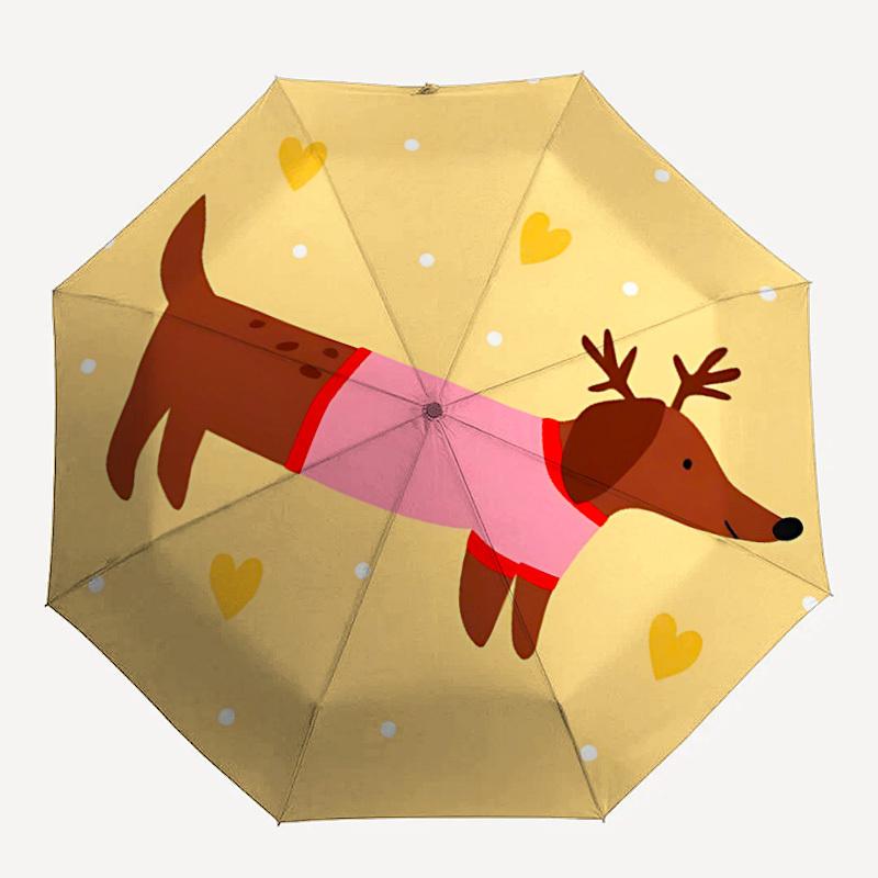 1pc Reindeer Dog Automatic Open/Close Umbrella - Compact Travel Umbrella with 8-Rib Durable Frame, Lightweight & Portable Design z77