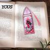 Transparent Acrylic Bookmark Stained Glass Art Bookmark, Halloween Dark Aesthetic Book Mark, Clear Page Marker with Tassel, Gifts for Readers & Lovers