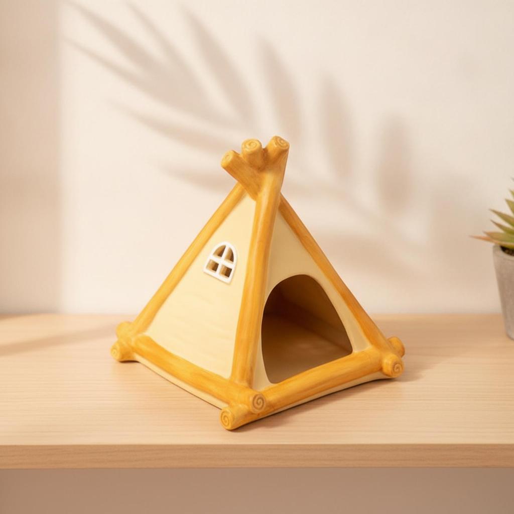 Hamster House Triangular Ceramic Tent GnawResistant with Window for Hamsters,