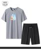 Men's Summer Ice Silk Sports Suit - Casual Two-piece Short Sleeve T-shirt & Shorts Set for All Ages.