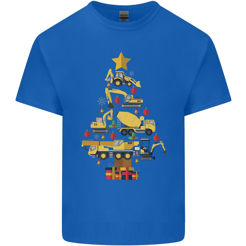 Construction Christmas Tree Digger Lorry Crane Unisexs Light Cotton TShirt