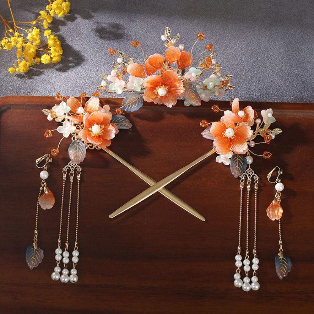 Chinese Style Ancient Hair Stick Sets Tassel Wedding Hair Accessories Bridal Headwear Women