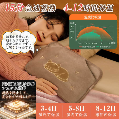 Rechargeable Hot Water Bottle [Large Size & Insulated Pocket Design] Eco-Friendly Hot Water Bottle, Keeps Warm for 4-12 Hours, Energy-Saving, Includes