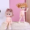 1 Set Nude Doll 3D Simulation Eyes 13 Joint Black Long Hair 1/8 17Cm Doll Plastic Doll Head Toys With Gold Brown Hair Kids Gift