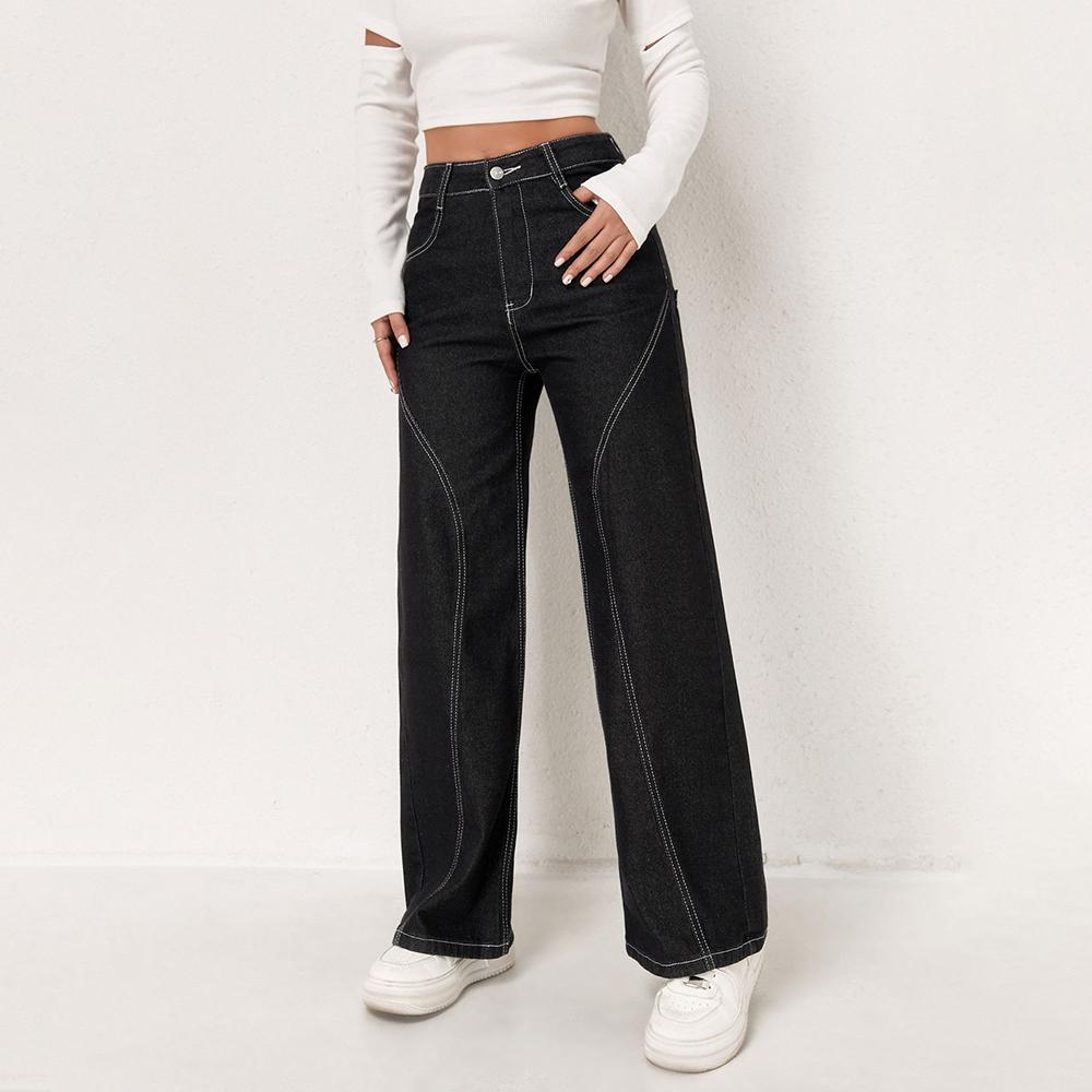 PUFFANPOP Women's Wide Leg Jeans High Waisted Denim Pants Loose Straight Jeans Y2K Jeans