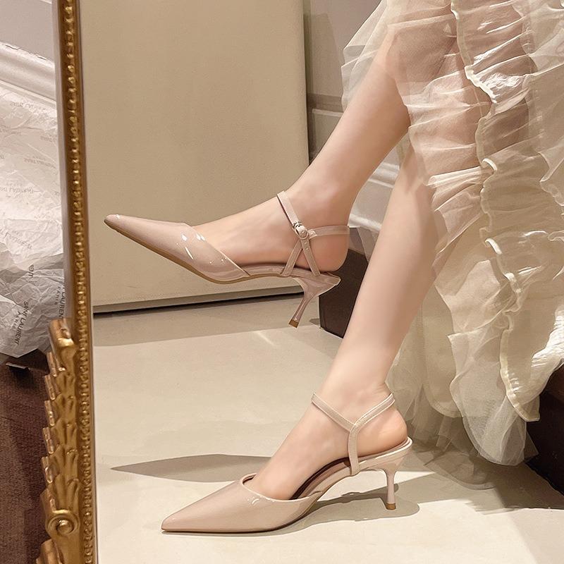 High heels bag head summer new buckle pointed head thin heel high sense large size sandals women's outer wear with skirt