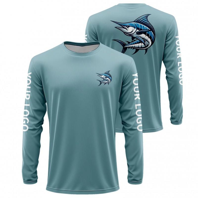 Mens Quick-Dry Fishing Shirt With Print UV Protection Breathable Long Sleeve Outdoor Sports