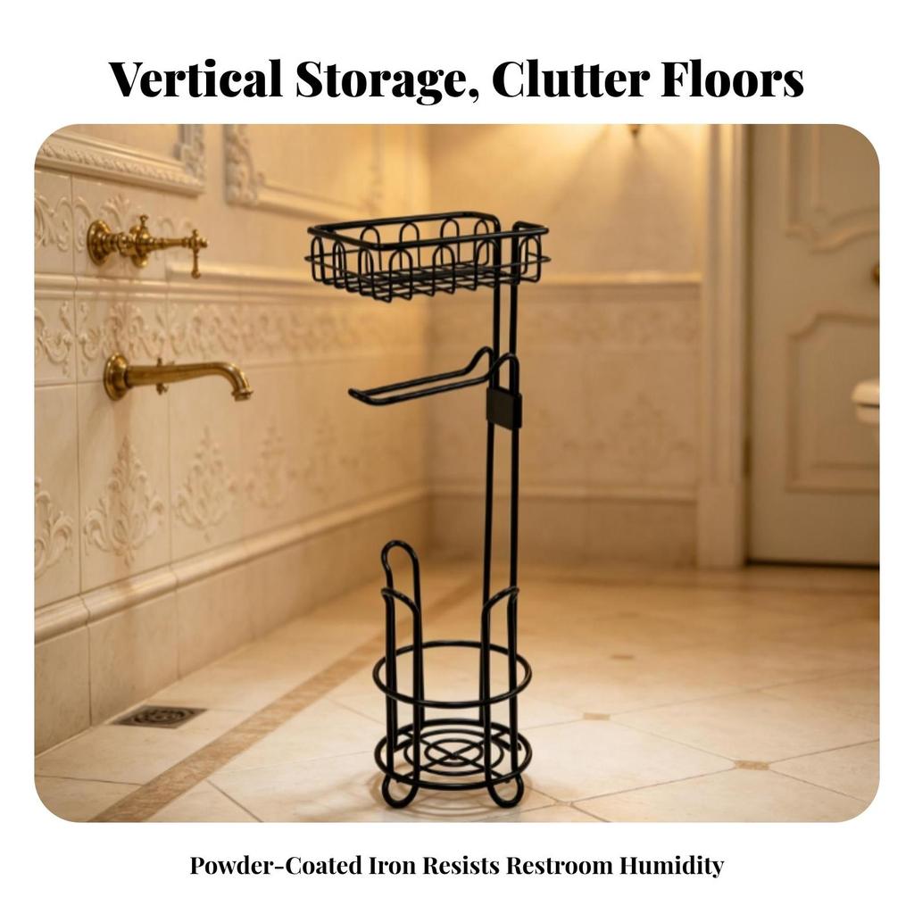 Freestanding Toilet Roll Stand Space-Saving for Guest Bathrooms