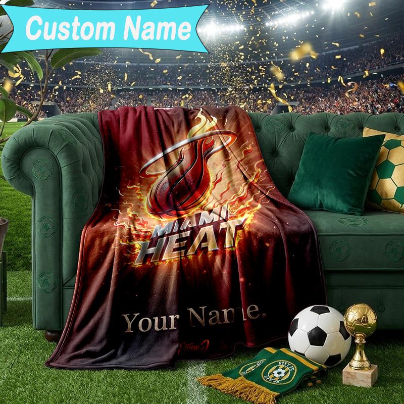 Custom Name Blanket Heat Team Logo Artwork Blanket Bedding Blanket for Travel, Camping, Living Rooms, Offices, Sofas, Fan Christmas gift