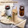 Silicone Glass Cup With Lid and Straw withProtective Sleeve Iced Coffee Glasses  Smoothie