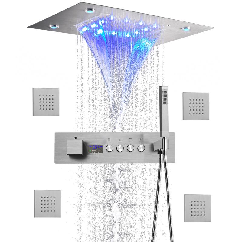 Wall-Mounted Thermostatic LED Shower Set with Digital Display and All-Copper Fixtures