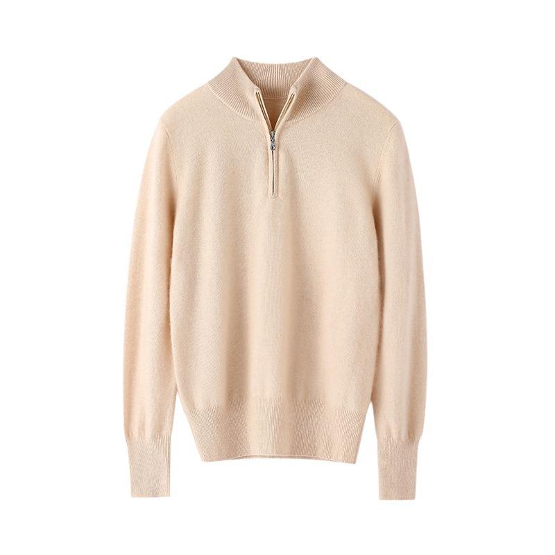 Turtleneck Zipper Cashmere Sweater for Women In Autumn and Winter Solid Color Pullover Top Fashionable and Versatile Skin-friendly and Warm Sweater