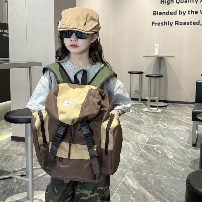 Stylish Korean Unisex Children s Backpack With Colorful Design For Outdoor Activities Brown Small