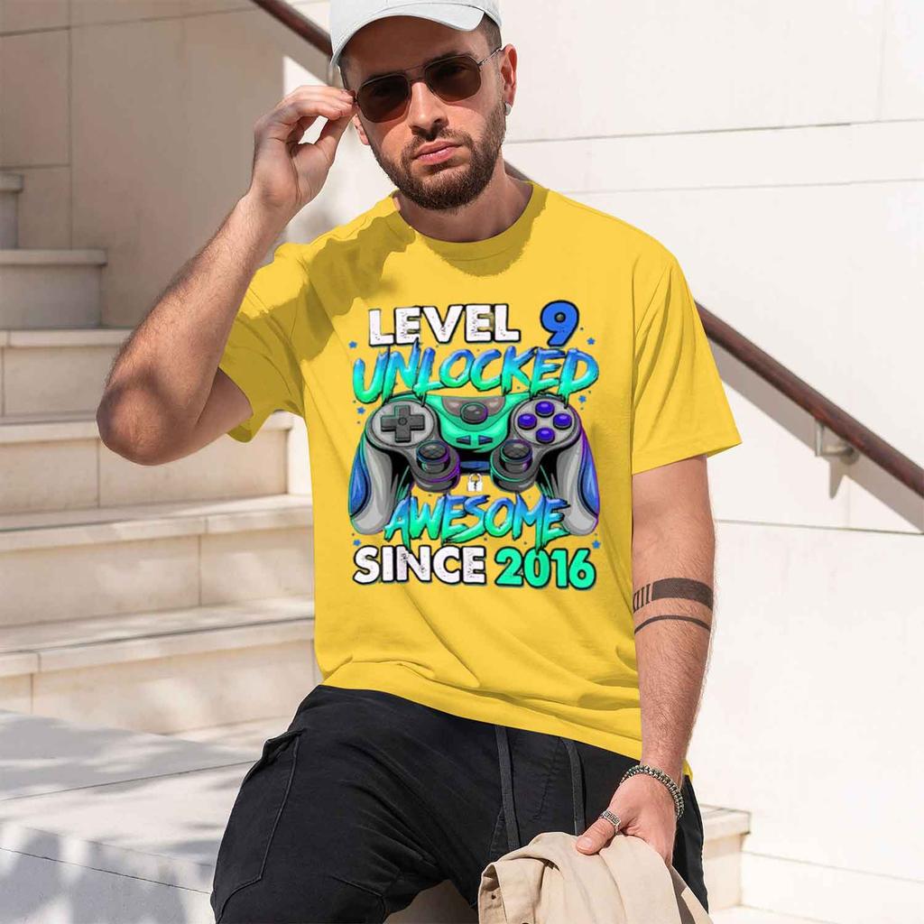 2026 New Level 9 Unlocked Awesome Since 2016 Tee Funny Gaming Graphic Tshirt 9th Birthday Gift For Gamers