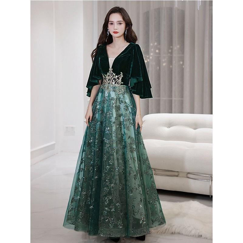 High-end evening dress women's 1011 new banquet temperament V-neck long annual meeting celebrity birthday atmospheric dress