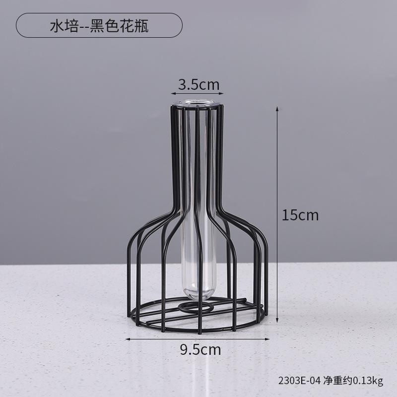 Metallrahmen Klare Glas Reagenzglas Vasen Dekorativ Klein Knospenvasen Geschenke Verwendung für Hochzeitsdekoration Tisch Blumen Dekoration