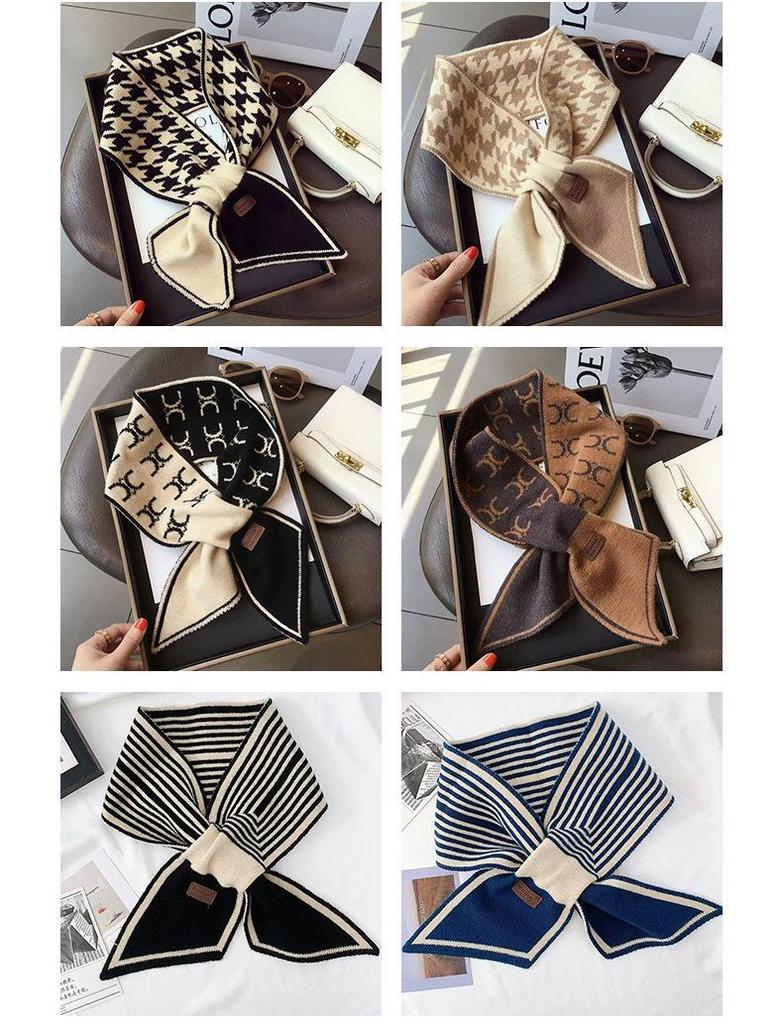 Women's Houndstooth Double-Sided Scarf Set - Thickened, Versatile, Autumn/Winter Neck Warmer