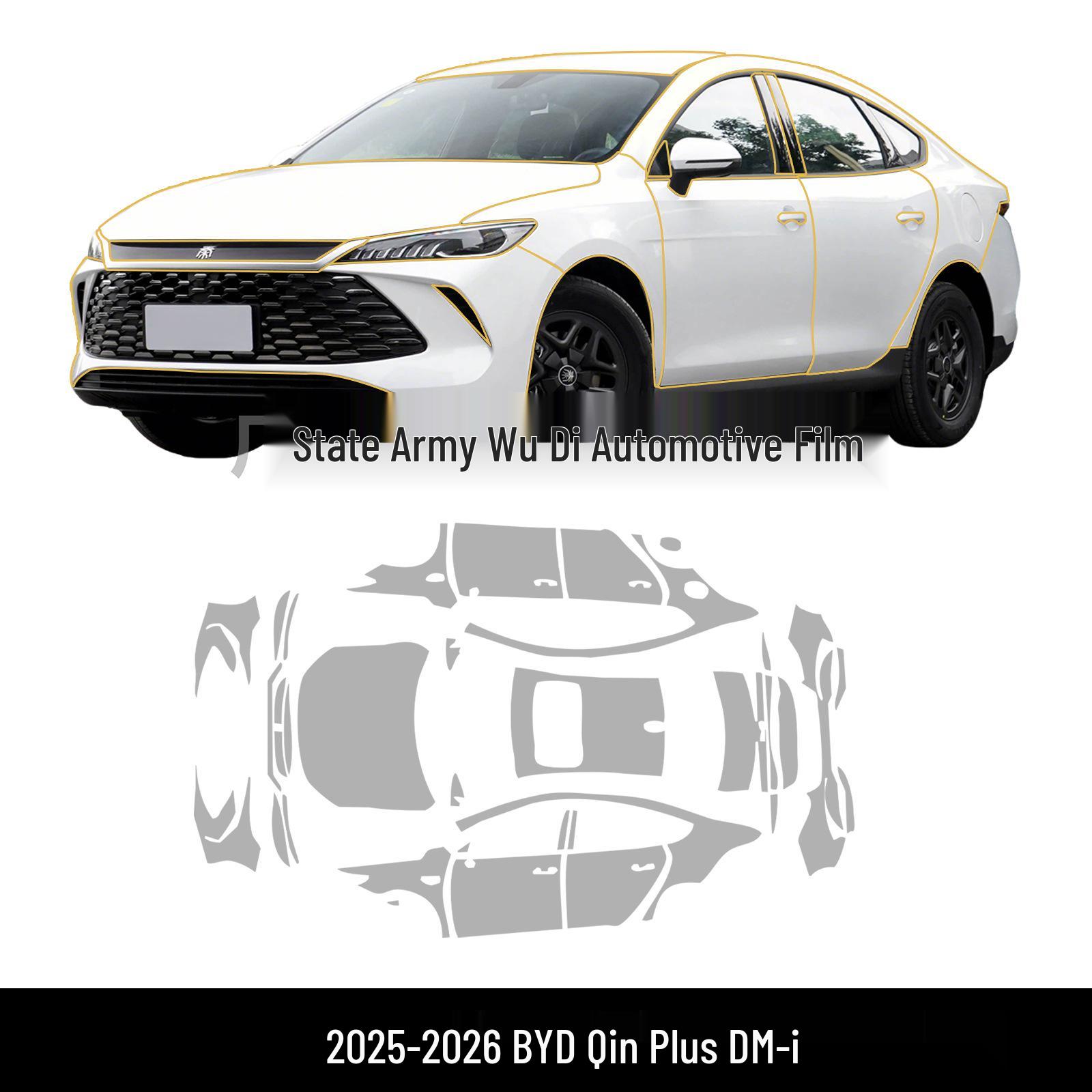 2026 BYD Qin Plus DM-i Pre-Cut TPU Matte Self-Healing Car Film TPU 7.5MIL Gloss Car Paint Film