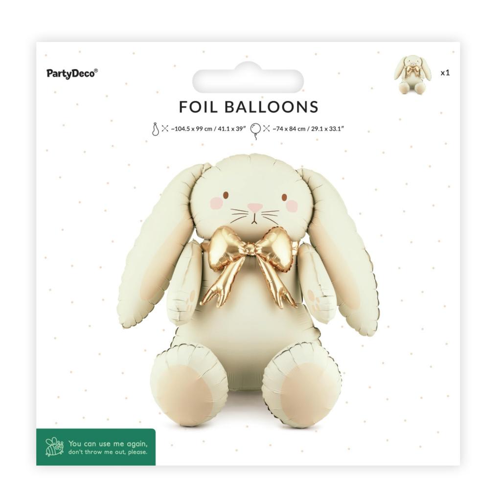 Bunny Foil Balloon PartyDeco 29x33 Inches Cute Bunny Mylar Inflatable Party Decoration for First Baby Spring Celebrations - Balloon, Birthday, Shower,