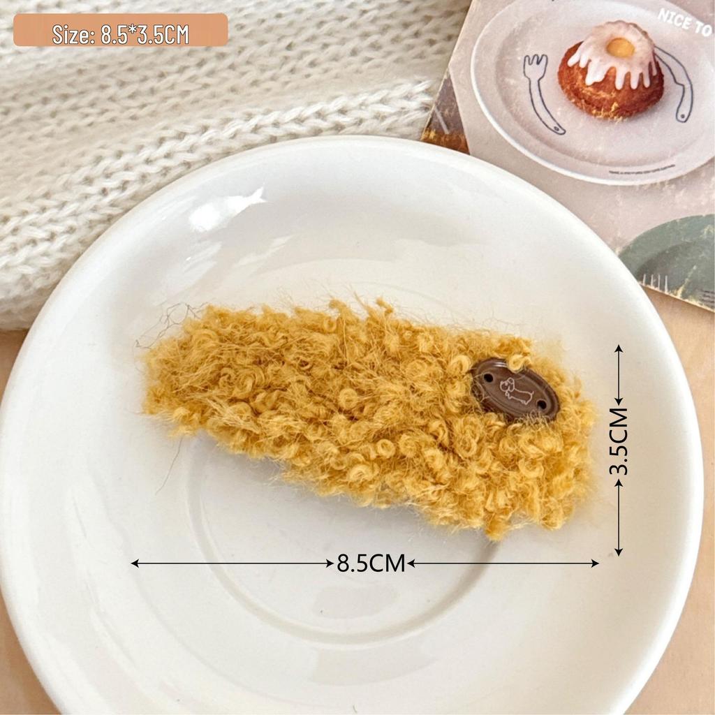 Herbst-Winter Bunte Plüsch-Knopf-Haarspangen: Hochwertige Pony- und Seitenhaarspangen