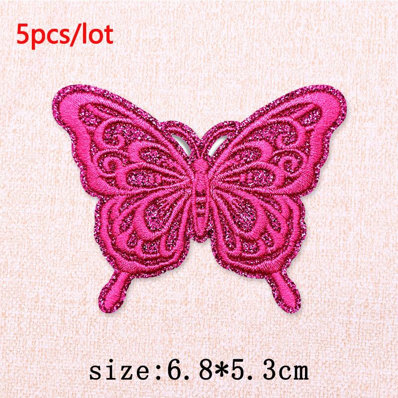 5Pcs/Lot Glitter Butterfly Bow Iron on Patches - Embroidered Patches on Clothes Bags Hats Jackets Decor