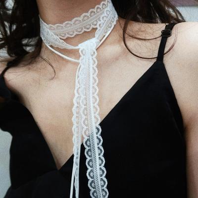 Süßes Spitzen-Schlüsselbein-Schal-Blumenmuster Dünnes Netzband Choker-Halskette Gothic-Ästhetik Schleife Schlüsselbein-Kette Feier
