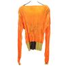ISSEY MIYAKE Long Sleeve Square Neck Pleated Cut Orange Tops Women Used