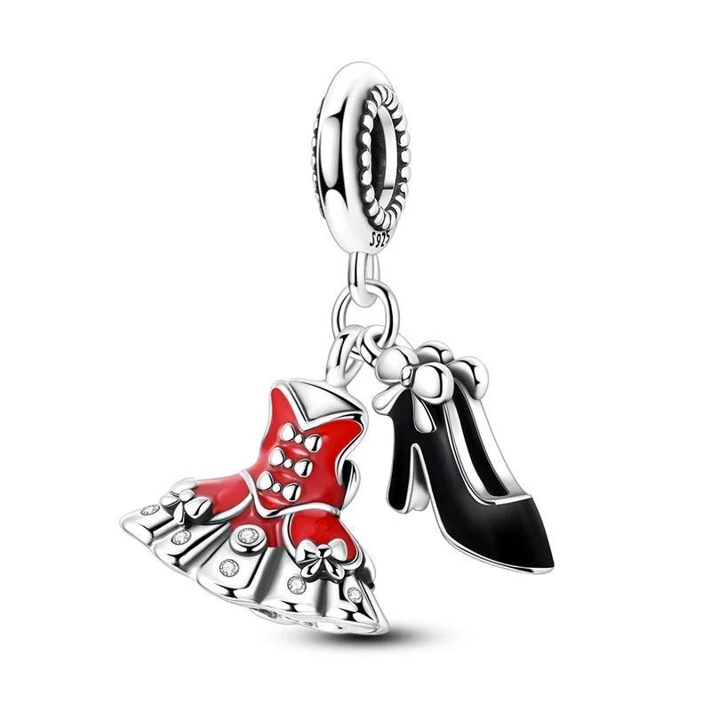 New Original Copper Red Charms Red Bird Heart Mushroom Beads Pendants Fit Bracelet Necklace Diy Jewelry Gift