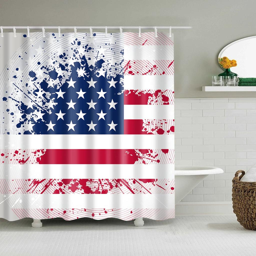 Vintage Style American Flag British Flag Shower Curtains Bathroom Curtain Frabic Waterproof Polyester Bath Curtains with Hooks
