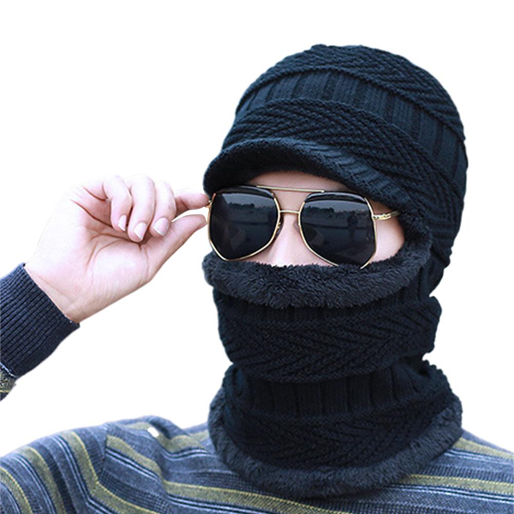 Winter Adult Women Casual Thick Warm Fleece Windproof Riding Beanie Cap Balaclava Hooded Neck Warmer Hats Cap Mask