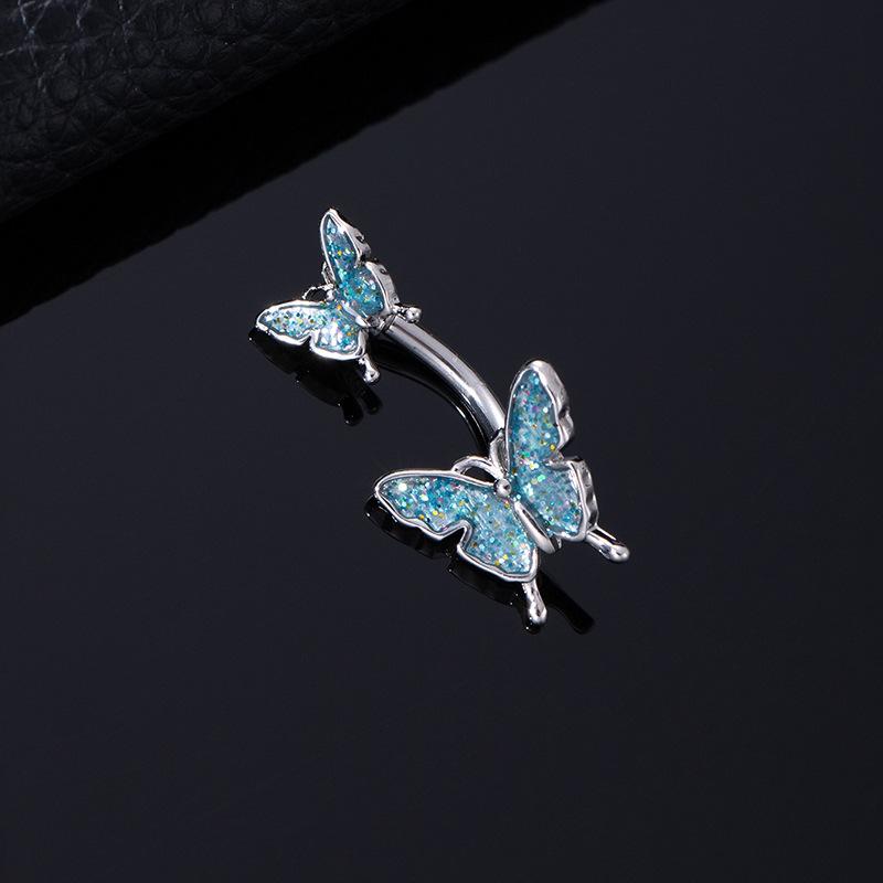 Color Zircon Spiral Piercing Navel Nail Color Butterfly Wind Navel Clip Rabbit Navel Buckle